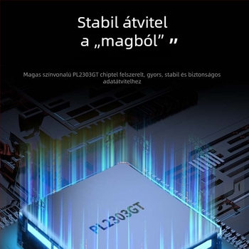 Lite USB–RS232 soros kábel ZE394C, PL2303 chip, USB-Serial interfész, 300bps–921600bps, férfi csatlakozó