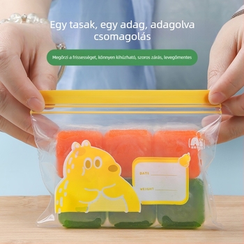 Élelmiszer-tárolásra szolgáló lezáró tasak, antibakteriális, élelmiszer-minőségű PE; Anyag: PE; Zárási hossz: 5–20 cm; Vastagság eltérés: ±0.1–0.3 mm; 36 db dobozban; Márka: Junyu.