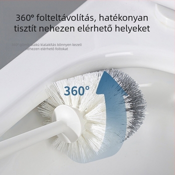 WC-kefe puha sörtéjű, gömbölyű fejű, falra szerelhető fröccsenés elleni kialakítás, hosszú nyél, alappal, műanyagból