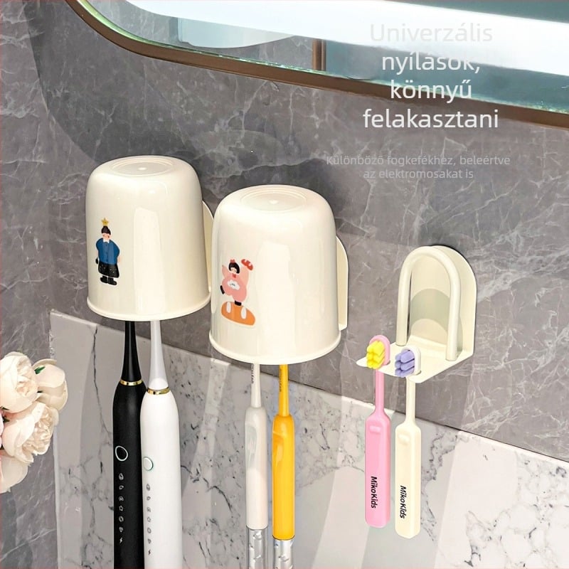 Fogkefetartó, falra szerelhető, mágneses rögzítés, műanyag, testreszabható logó