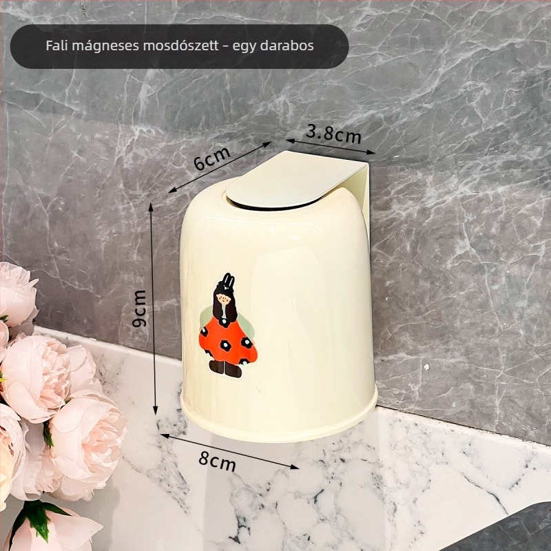 Fogkefetartó, falra szerelhető, mágneses rögzítés, műanyag, testreszabható logó