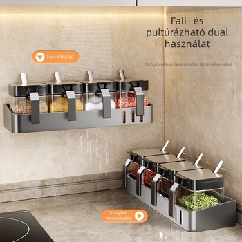 Fali fűszertároló készlet rozsdamentes acélból, sós- és fűszeres üvegek, kemény fűszerekhez, 2024-ben debütált