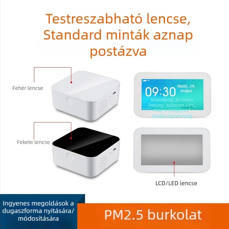 CO és formaldehid detektor burkolat: PM2.5 érzékelő, hőmérséklet–páratartalom érzékelő, levegő minőségének nyomon követése, ABS+PC burkolat