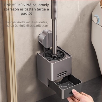 Xinyan Fürdőszoba: Falra szerelhető WC-kefe tartó vákuumos rögzítéssel és fürdőszobai tárolópolccal, teherbírás 20 kg, modell 001-M04-NB, felület műanyag spray bevonattal