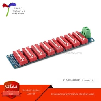 Programozható ellenállás panel modul, tartomány 0,1 Ω-tól 9 999 999 Ω-ig, nyolcszegmenses típus, 1% pontosság