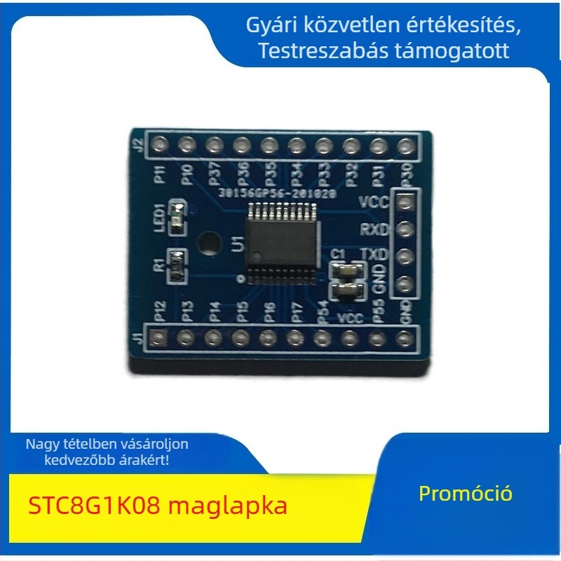 STC8G1K08 alaplap, TSSOP20 fejlesztőpanel, STC8 MCU modul