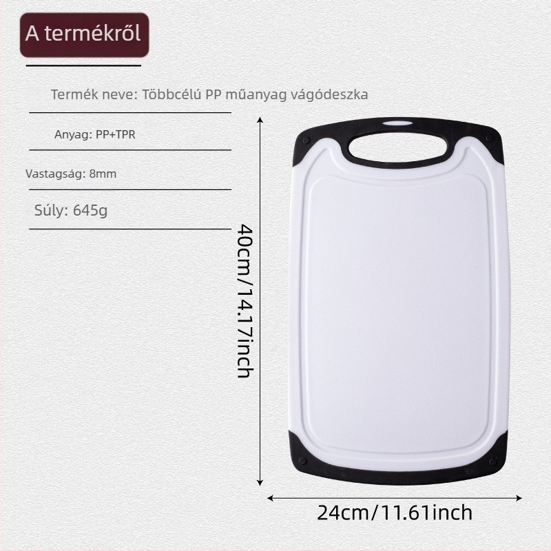 PP-plasztik vágódeszka készlet, három darabos, zöldségekhez, gyümölcsökhöz és húsokhoz, FDA