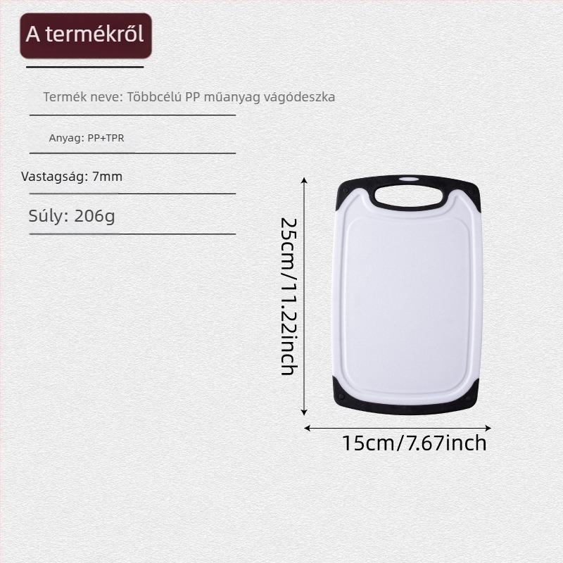 PP-plasztik vágódeszka készlet, három darabos, zöldségekhez, gyümölcsökhöz és húsokhoz, FDA