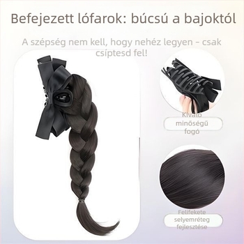 Paróka magas lófarokkal és copfokkal, kézzel font haj, hőálló szál, nem festhető, Kai Fei