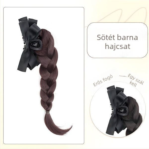 Paróka magas lófarokkal és copfokkal, kézzel font haj, hőálló szál, nem festhető, Kai Fei
