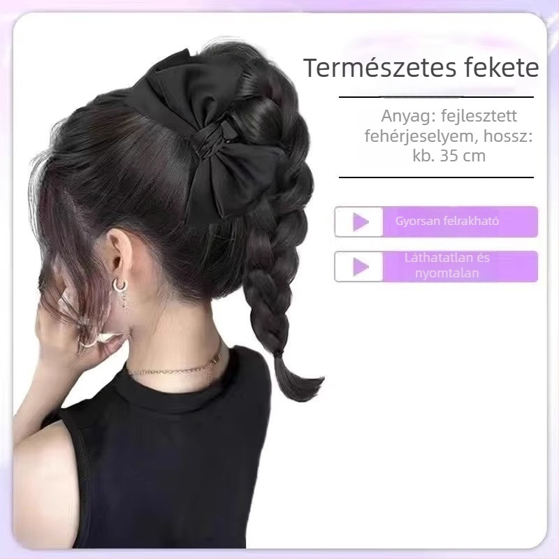 Paróka magas lófarokkal és copfokkal, kézzel font haj, hőálló szál, nem festhető, Kai Fei