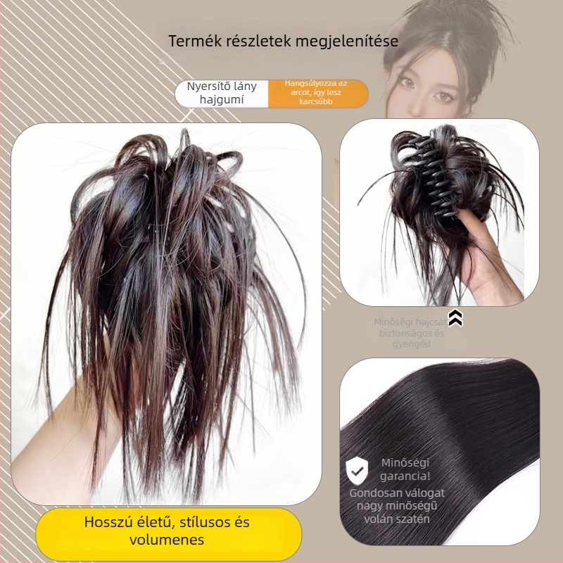 Guifu Ya Ponytail paróka klipsz rögzítéssel — bolyhos updo, magas hőmérsékletű huzal, nem alkalmas forró színezésre