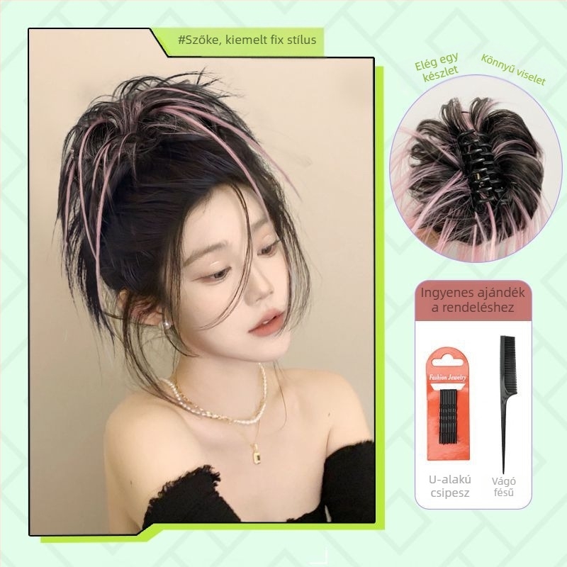 Guifu Ya Ponytail paróka klipsz rögzítéssel — bolyhos updo, magas hőmérsékletű huzal, nem alkalmas forró színezésre