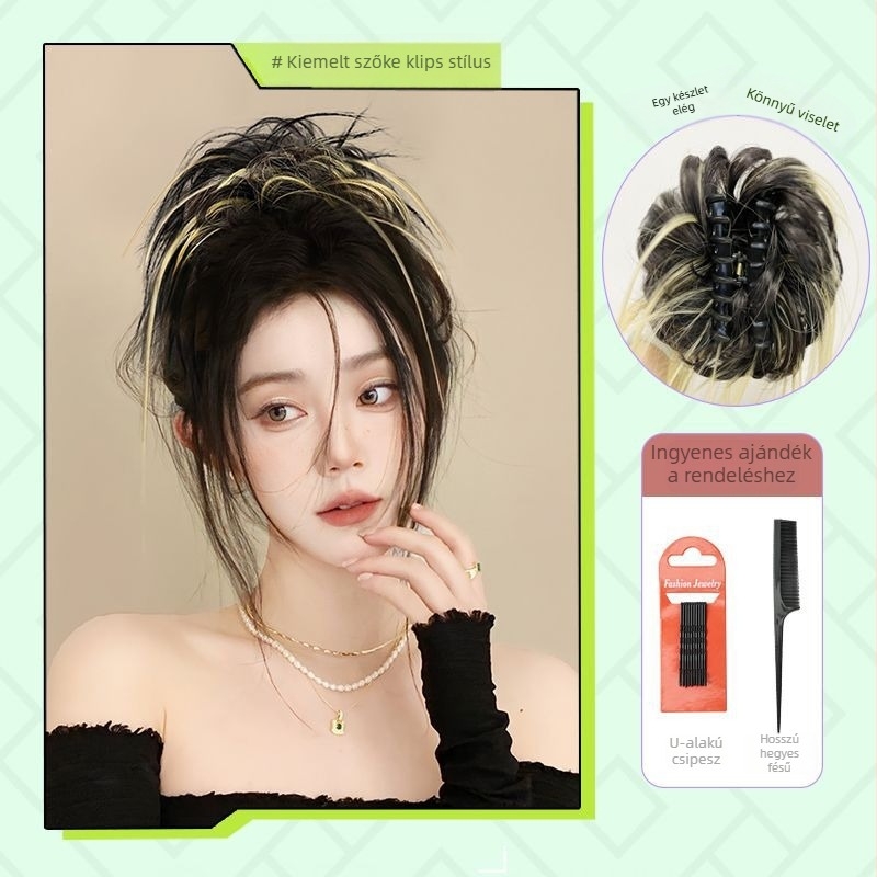 Guifu Ya Ponytail paróka klipsz rögzítéssel — bolyhos updo, magas hőmérsékletű huzal, nem alkalmas forró színezésre