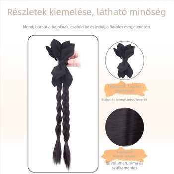 Paróka magas konty és csavart copf, rögzítő klipssel, kézzel készített, hőálló szálakból, nőknek
