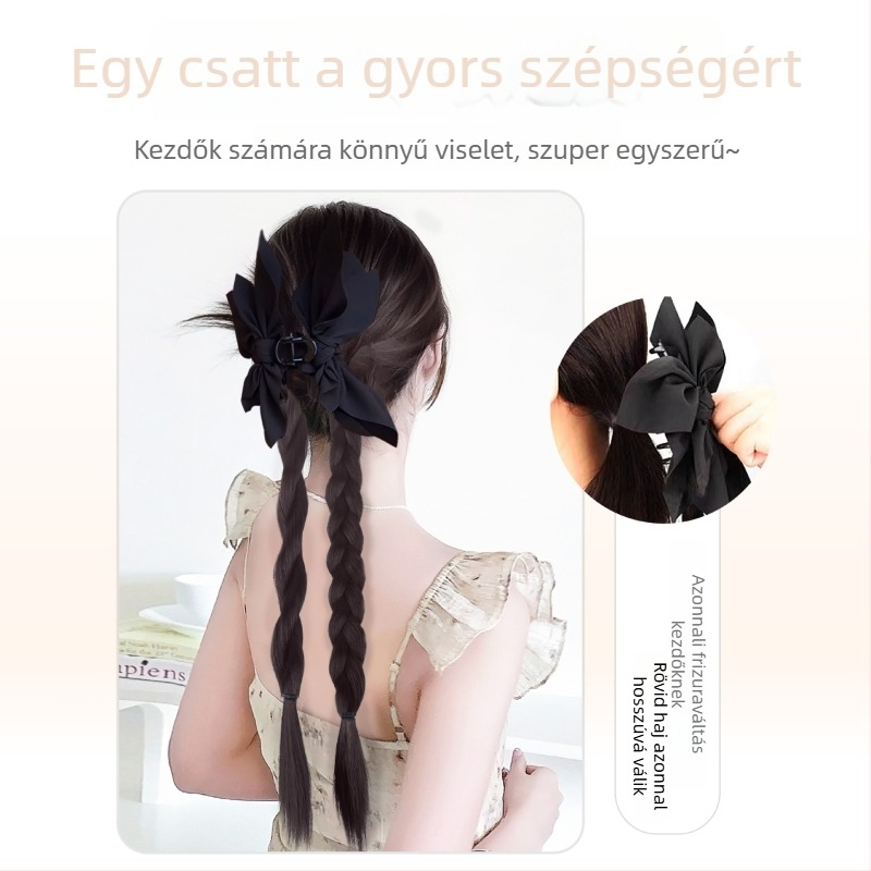 Paróka magas konty és csavart copf, rögzítő klipssel, kézzel készített, hőálló szálakból, nőknek