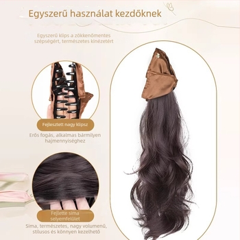 Csipeszes lófarok paróka, copf kinézet, kézzel készített, magas hőmérsékletű huzal, hajtömeg