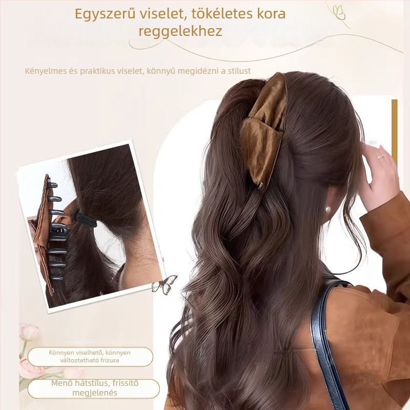 Csipeszes lófarok paróka, copf kinézet, kézzel készített, magas hőmérsékletű huzal, hajtömeg