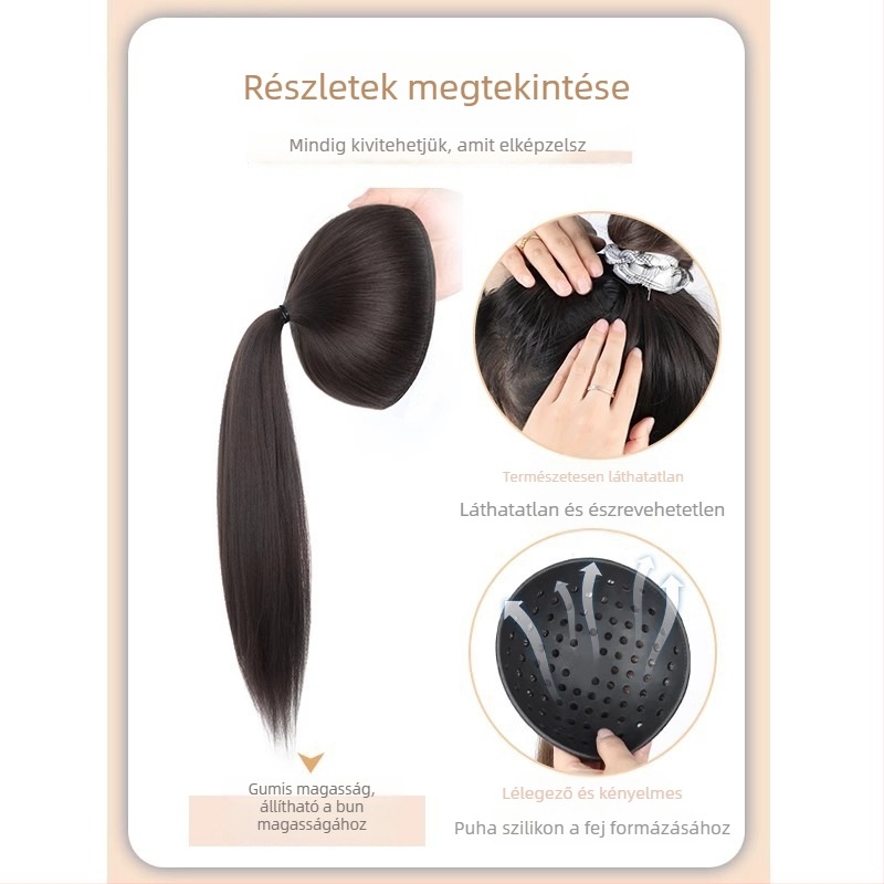 Paróka copfos: kontrolling stílus; magas hőmérsékletű huzal; mechanikus feldolgozás; modell Grapefruit leather hair bag