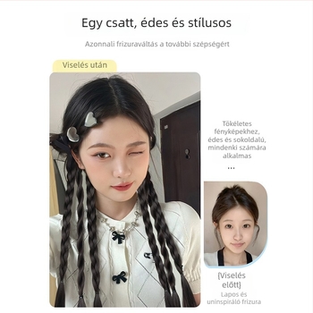 Lófarok paróka szalaggal – kézzel készült, magas hőálló drót, dupla copf, balett-stílus