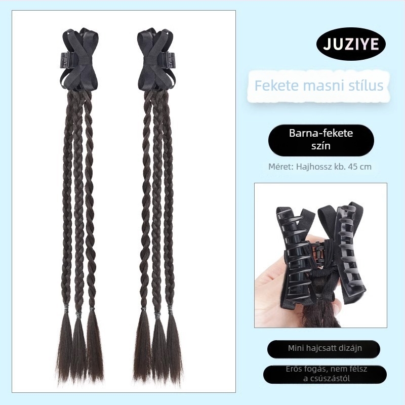 Lófarok paróka szalaggal – kézzel készült, magas hőálló drót, dupla copf, balett-stílus