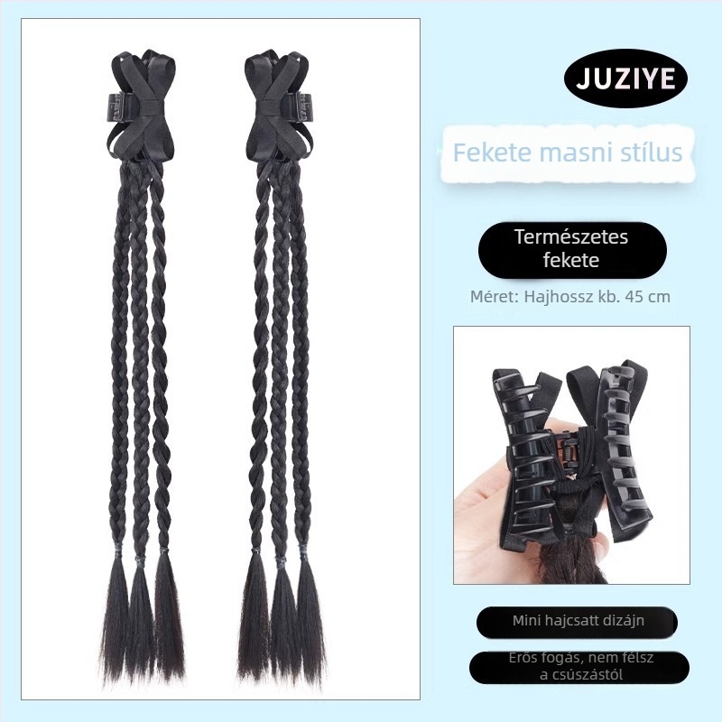 Lófarok paróka szalaggal – kézzel készült, magas hőálló drót, dupla copf, balett-stílus