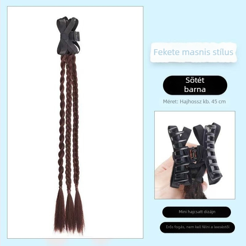 Lófarok paróka szalaggal – kézzel készült, magas hőálló drót, dupla copf, balett-stílus