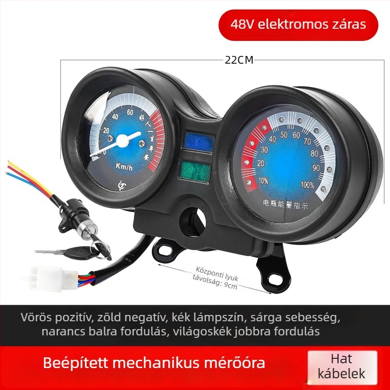 Integrált műszerfal teljesítmény-kijelzővel 48V/60V/72V, műanyag + fém, Jinpeng Zongshen kompatibilis, Mogelon