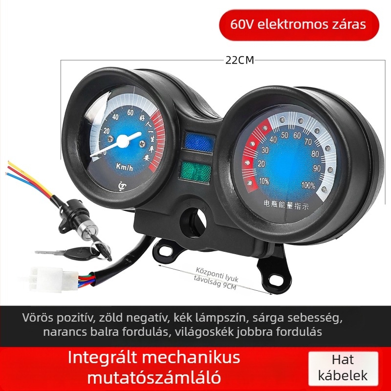 Integrált műszerfal teljesítmény-kijelzővel 48V/60V/72V, műanyag + fém, Jinpeng Zongshen kompatibilis, Mogelon