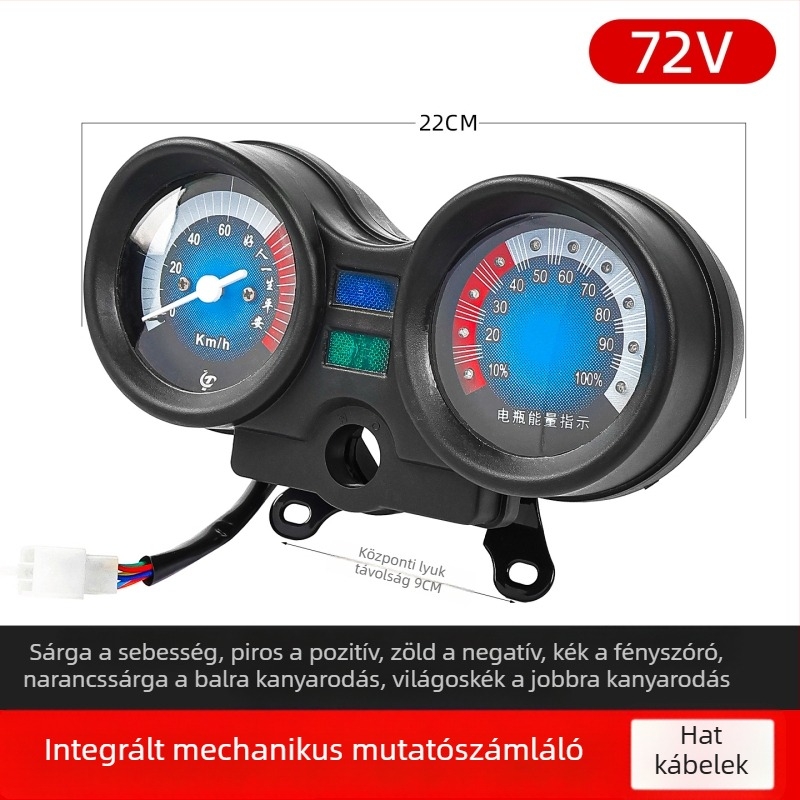 Integrált műszerfal teljesítmény-kijelzővel 48V/60V/72V, műanyag + fém, Jinpeng Zongshen kompatibilis, Mogelon