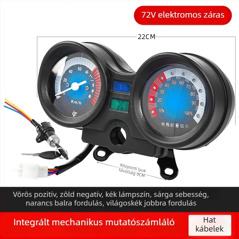 Integrált műszerfal teljesítmény-kijelzővel 48V/60V/72V, műanyag + fém, Jinpeng Zongshen kompatibilis, Mogelon