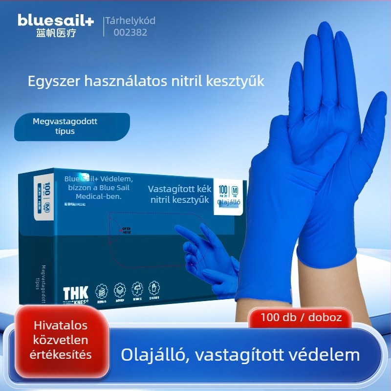 Blue Sail Medical vastagított nitril egyszer használatos kesztyűk cateringhez és háztartási tisztításhoz