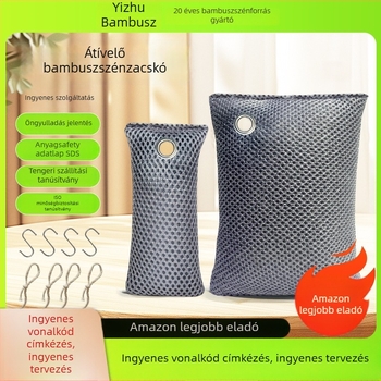 Bambuszszén zacskó formaldehid-eltávolításhoz, szekrényekhez és helyiségekhez, 75 g, bambuszszén illat