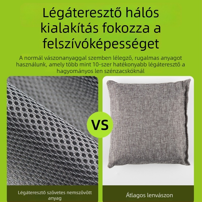 Bambuszszén zacskó formaldehid-eltávolításhoz, szekrényekhez és helyiségekhez, 75 g, bambuszszén illat