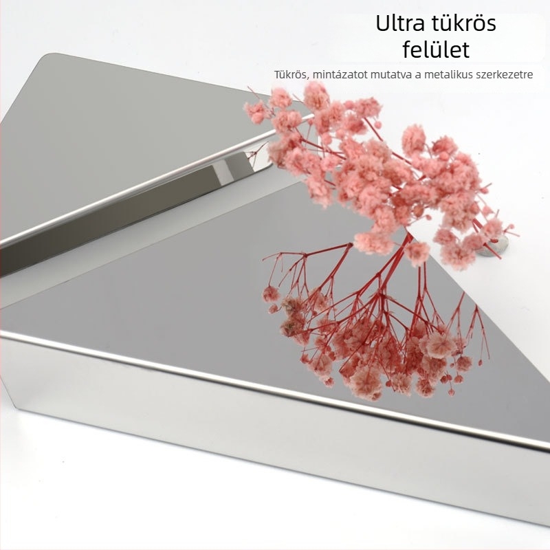 Szalvétatartó rozsdamentes acélból, tükörfényes felülettel, elektropácolt bevonattal, négyszögletes alak, dupla csúcs dizájn