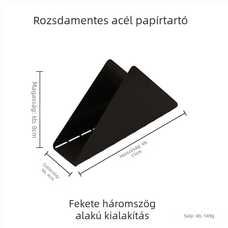 Szalvétatartó rozsdamentes acélból, tükörfényes felülettel, elektropácolt bevonattal, négyszögletes alak, dupla csúcs dizájn
