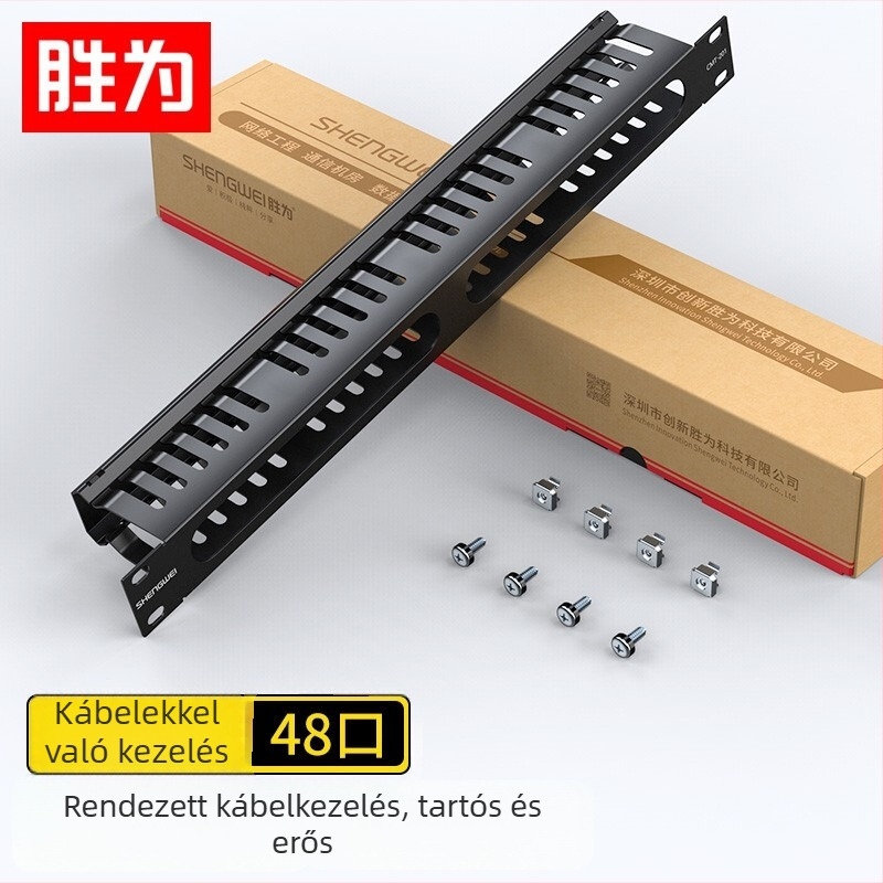 Win as Vastagított 19”-es 1U fém kábelmenedzsment rack 24/48-grid szekciókkal