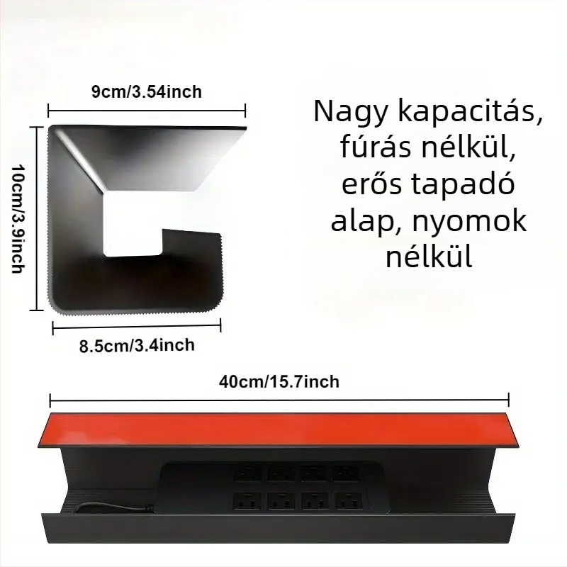 Asztal alatti kábelrendező, PVC, nagy modell, belső menet, kód 041