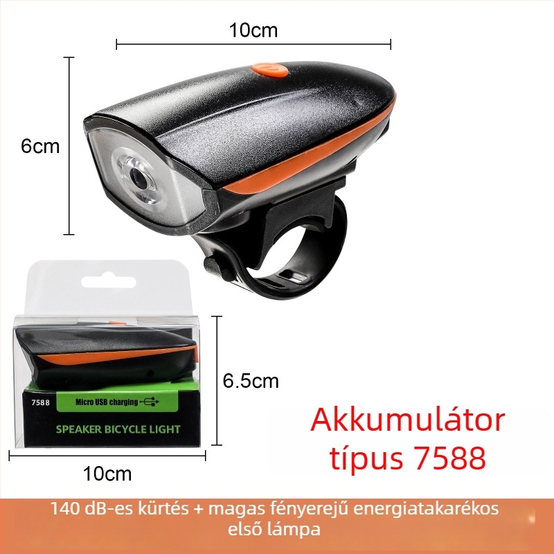 Kerékpár első lámpája elektromos kürttel éjszakai tekeréshez — Hissuke, testreszabható gyártás, magáncímke kész