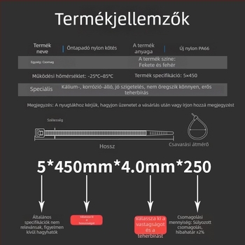 Nylon kábelköte, önzáró, CHCC, PA66, vastagság 1,1 mm, Zhejiang eredet