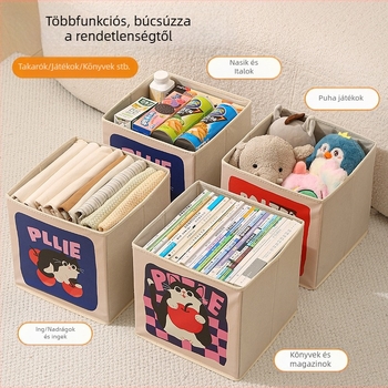 Textil tároló doboz, összecsukható, fiókos stílus, 35 L kapacitás, karikatúra mintázat, modern minimalist