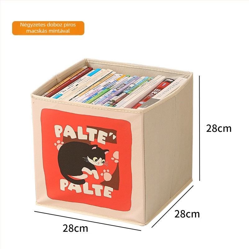 Textil tároló doboz, összecsukható, fiókos stílus, 35 L kapacitás, karikatúra mintázat, modern minimalist