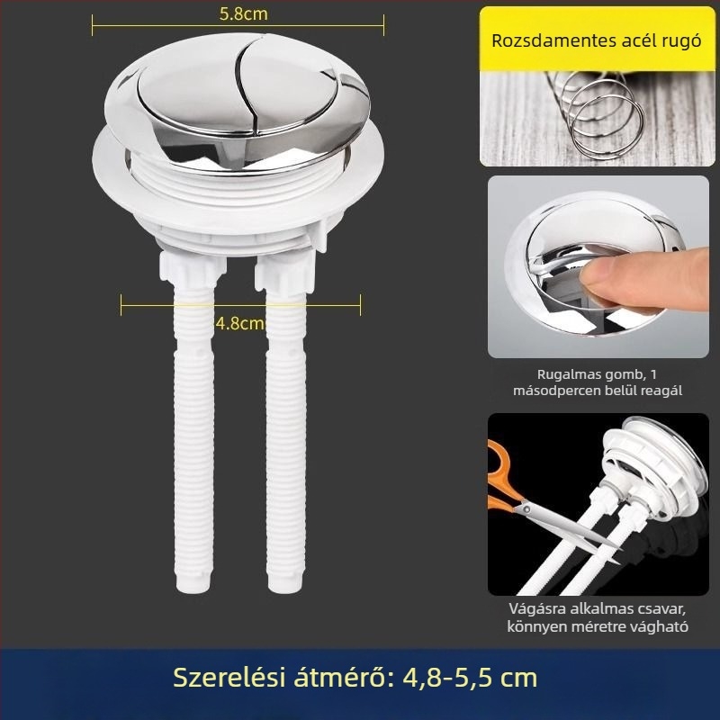 WC tartály gombja - univerzális kapcsoló, kerek vastagodott nyomógomb, kiegészítő; Anyag: Egyéb; CE tanúsítvány; Márka: Egyéb; Szerelési szolgáltatások: Nem