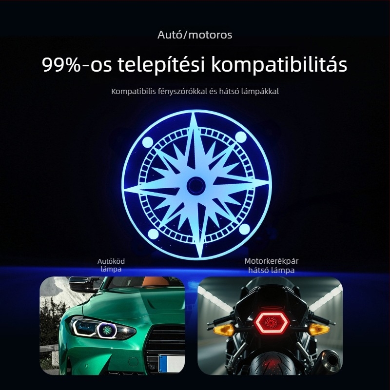 Forgó RGB dekoratív burkolattal ellátott LED hátsó lámpa – 12V, modell fog084, univerzális illeszkedés, ABS test, 50000 órás élettartam