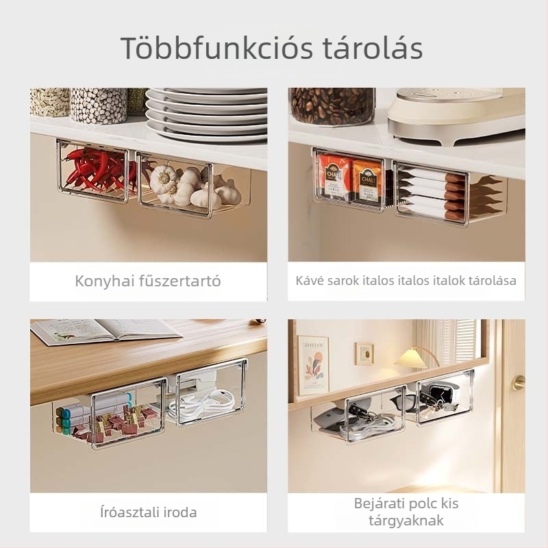 Tükör alatti fiókos rendező – átlátszó PET anyagú kozmetikai szervező, 1 L kapacitás