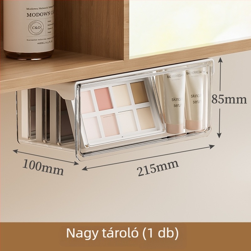 Tükör alatti fiókos rendező – átlátszó PET anyagú kozmetikai szervező, 1 L kapacitás