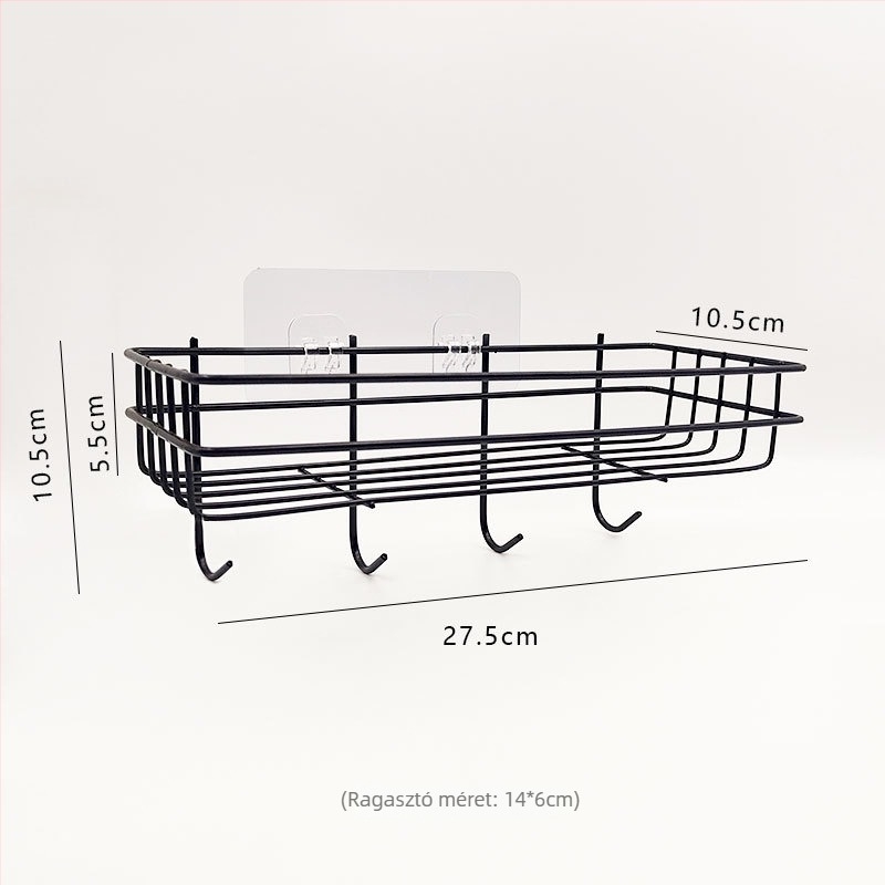 Falra szerelhető sarok tároló polc szénacélból, ragasztóval rögzíthető, lyukak nélkül, 1 réteg, modern egyszerű stílus, összecsukható és hordozható; ideális konyhába, íróasztalhoz, hálószobába, fürdőszobába, nappaliba.