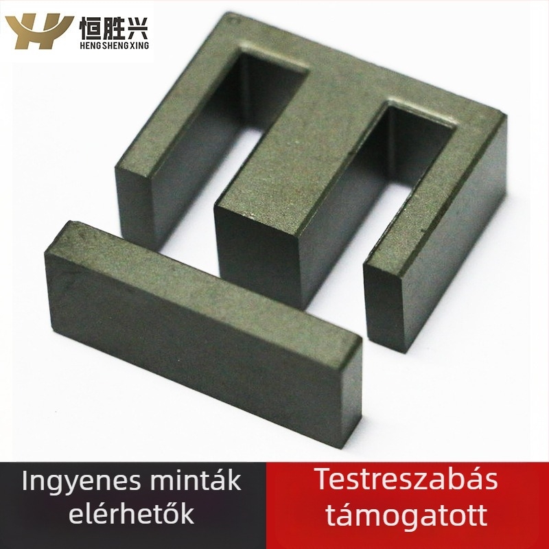 EI40 mágneses magMag magas frekvenciájú, nagy teljesítményű transzformátorokhoz — MnZn ferrit, kezdeti permeabilitás 2300, térrész arány 5