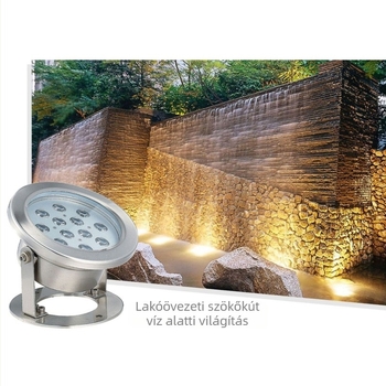 Alámerülő fény vízjelenetekhez, modell Yt-sxd-04, teljesítmény 12–36 W, feszültség 24 V, IP68, fényáram 1500 lm