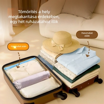 Utazáshoz készült kézi tekercs vákuum tömörítő zsák ruházathoz, pumpával, PET+PE anyag, 180 darab egy dobozban, 2022-ben piacra dobva